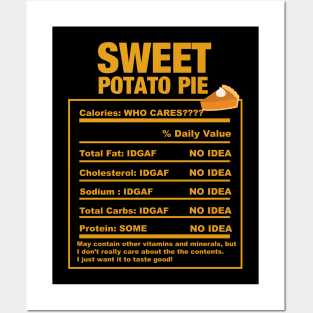 Sweet Potato Pie Nutrition Facts Black Thanksgiving Posters and Art